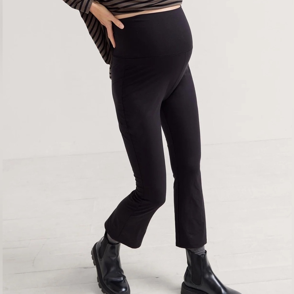 Hatch Charcoal Gray Crop Flare Maternity Leggings